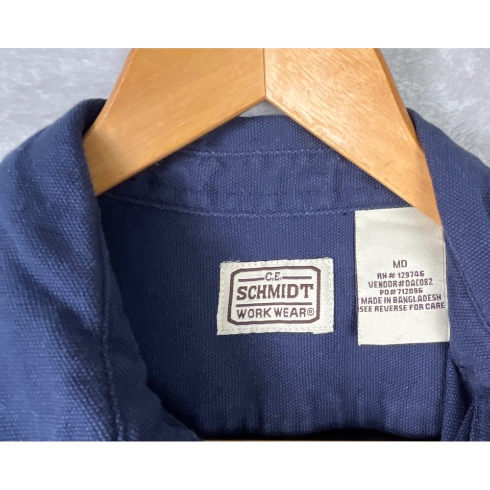 CE Schmidt Workwear Mens Shirt Button Down Medium Navy Blue Sleeveless Canvas - Picture 3 of 6